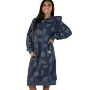 LazyOne Bear Print Sleep Hoodie “Get Lost” Oversized Blanket Hoodie S/M NWT